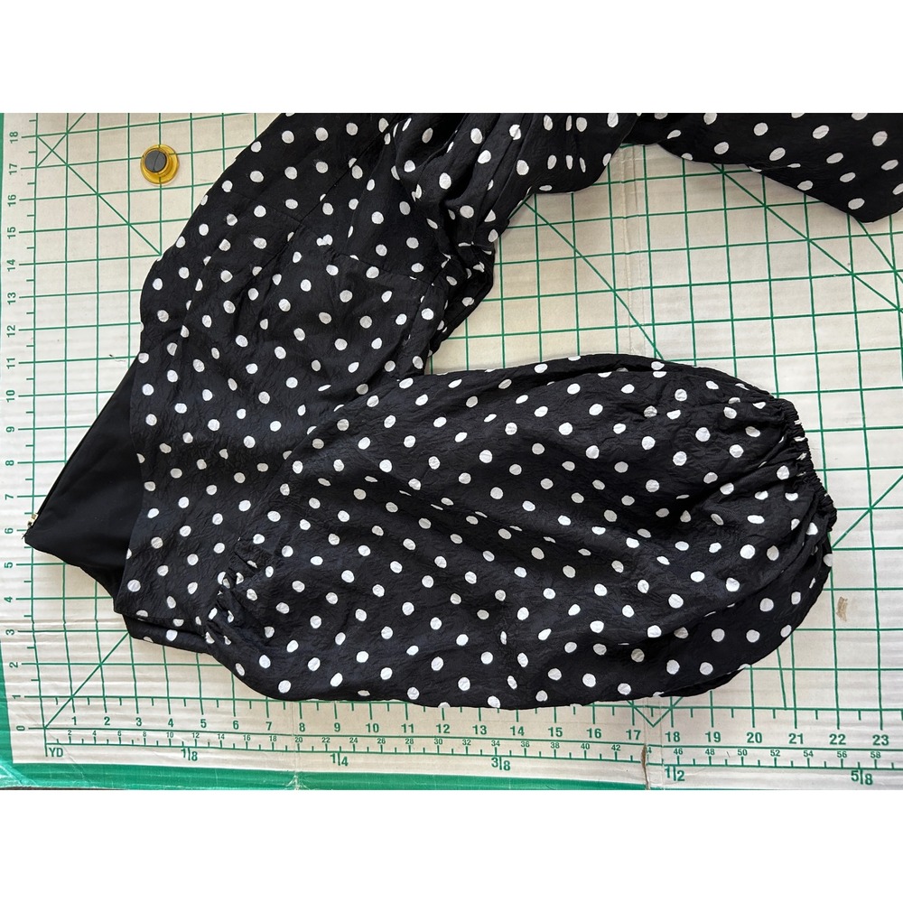 Kate Spade Polka Dot Silk‎ Blend Puff Sleeve Midi Dress Black White Size 8 Twee - Picture 9 of 14
